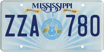 MS license plate ZZA780