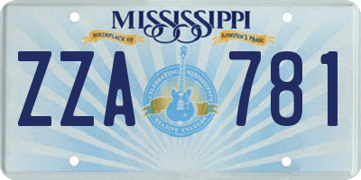 MS license plate ZZA781
