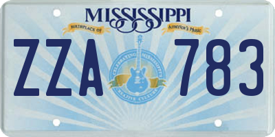 MS license plate ZZA783