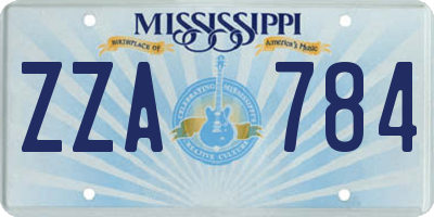 MS license plate ZZA784
