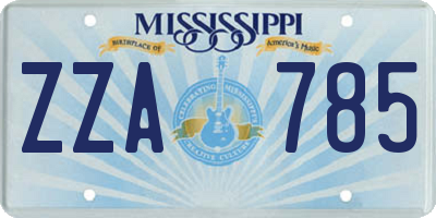 MS license plate ZZA785