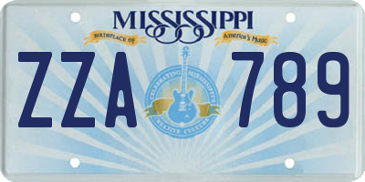 MS license plate ZZA789