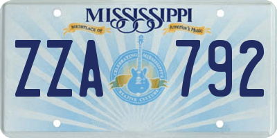 MS license plate ZZA792