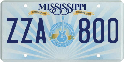 MS license plate ZZA800