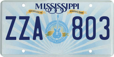 MS license plate ZZA803