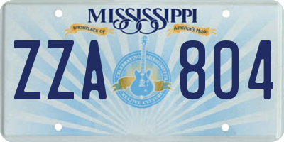 MS license plate ZZA804