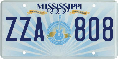 MS license plate ZZA808