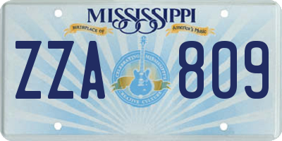 MS license plate ZZA809