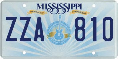 MS license plate ZZA810
