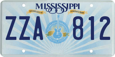 MS license plate ZZA812