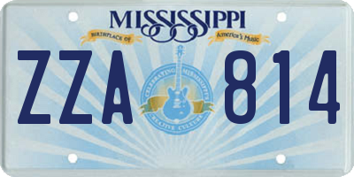 MS license plate ZZA814