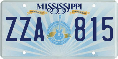 MS license plate ZZA815