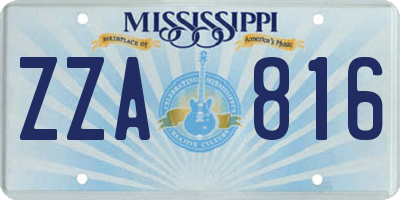 MS license plate ZZA816