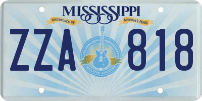 MS license plate ZZA818