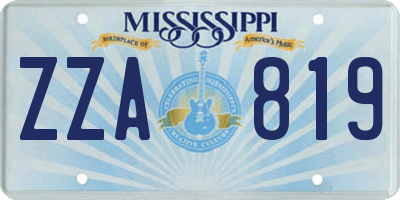 MS license plate ZZA819