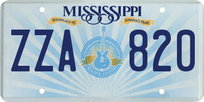 MS license plate ZZA820