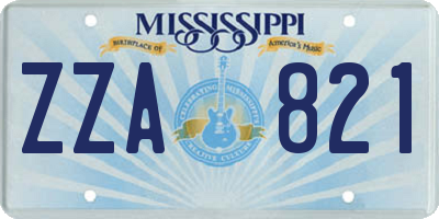 MS license plate ZZA821