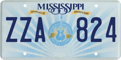 MS license plate ZZA824
