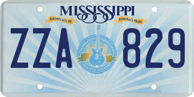 MS license plate ZZA829