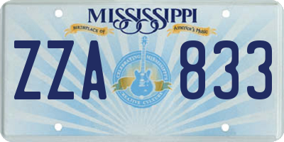 MS license plate ZZA833