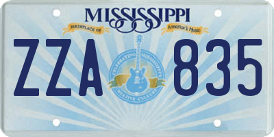 MS license plate ZZA835