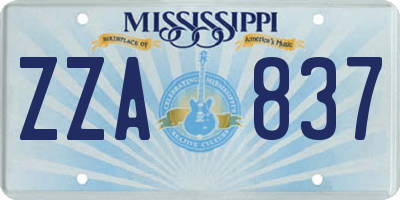 MS license plate ZZA837