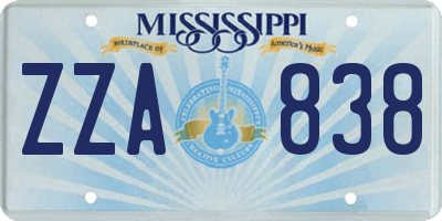 MS license plate ZZA838