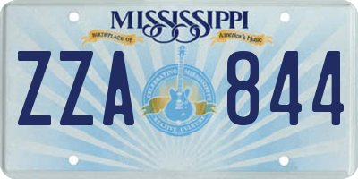 MS license plate ZZA844