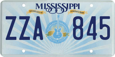 MS license plate ZZA845