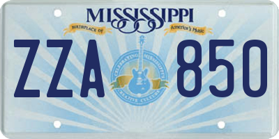 MS license plate ZZA850