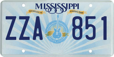 MS license plate ZZA851