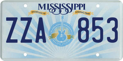 MS license plate ZZA853