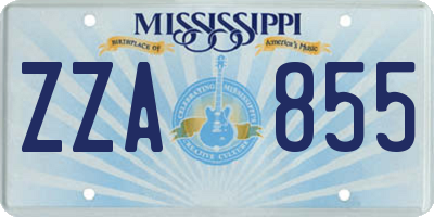 MS license plate ZZA855