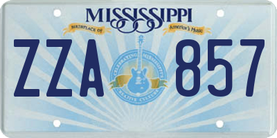 MS license plate ZZA857