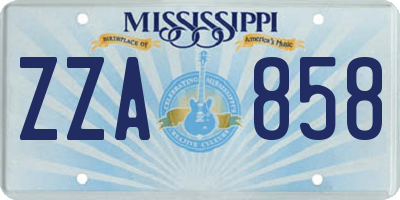 MS license plate ZZA858