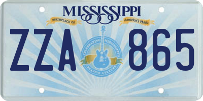 MS license plate ZZA865