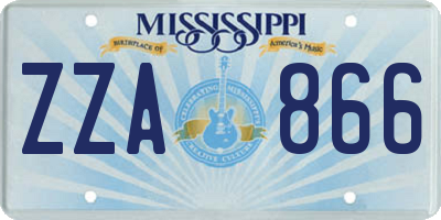 MS license plate ZZA866