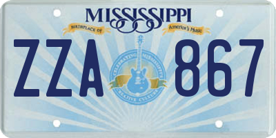 MS license plate ZZA867