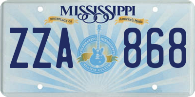 MS license plate ZZA868