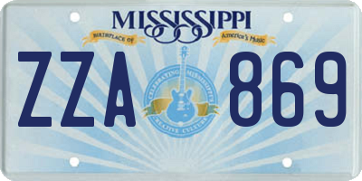 MS license plate ZZA869