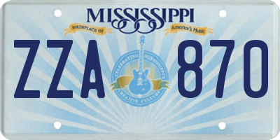MS license plate ZZA870