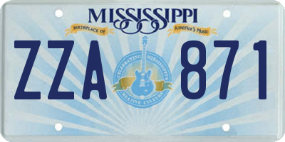 MS license plate ZZA871