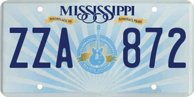 MS license plate ZZA872