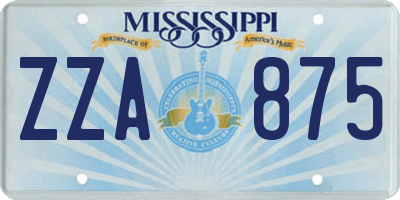 MS license plate ZZA875