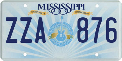 MS license plate ZZA876