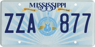MS license plate ZZA877