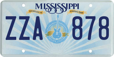 MS license plate ZZA878