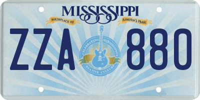 MS license plate ZZA880