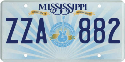 MS license plate ZZA882