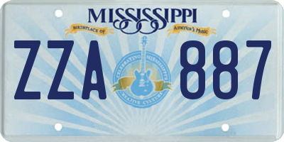 MS license plate ZZA887